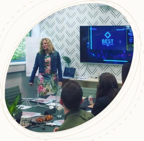 Elle running an in-person brand workshop